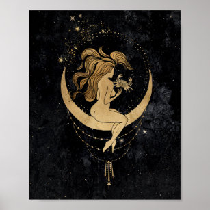 Affiche Déesse du Zodiaque   Astrologie du cancer de l'or 