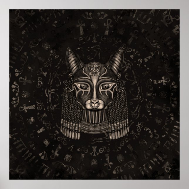Affiche Déesse égyptienne Bastet - Sepia (Devant)