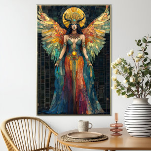Affiche Déesse Hathor mosaïque égyptienne Art nouveau 