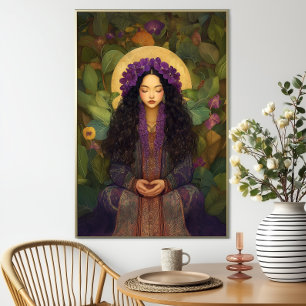 Affiche Déesse hawaïenne Papahānaumoku Terre Mère Florale