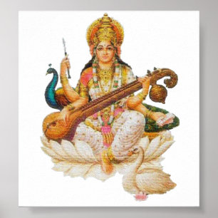 Affiche Déesse hindoue Saraswati Godess Pour l'éducation a