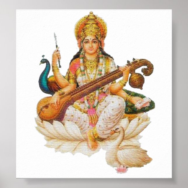 Affiche Déesse hindoue Saraswati Godess Pour l'éducation a (Devant)