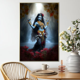 Affiche Déesse Kali Ma Fantaisie Artistique Cascade Floral