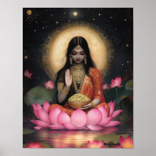 Affiche Déesse Lakshmi De Richesse Et De Bonne Fortune (Devant)
