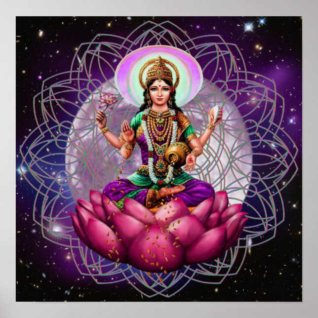 Affiche Déesse Lakshmi - mandala de bénédiction cosmique (Devant)