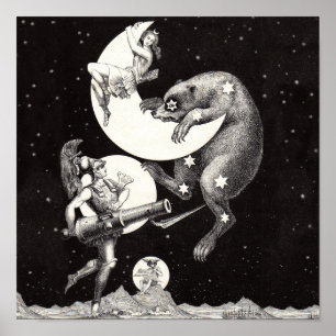 Affiche Déesse lunaire céleste antique et ours Ursa Major