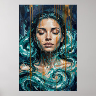 Affiche Déesse mystique de l'océan, Art au goutte à goutte