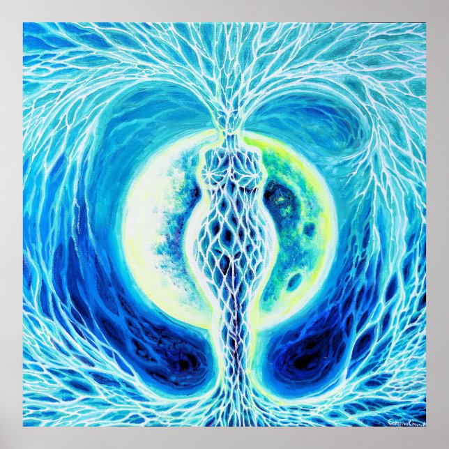 Affiche Déesse néolithique avec lune (Devant)