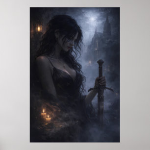 Affiche Déesse obscure de la brume – Femme de fantasy sédu