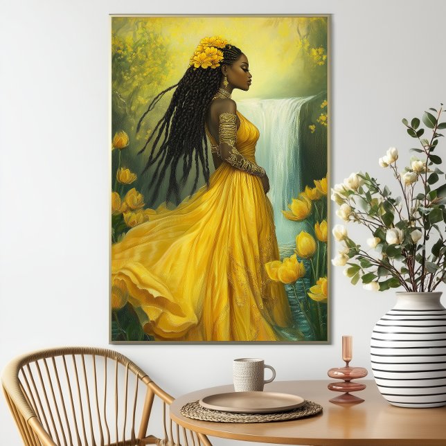 Affiche Déesse Oshun : Cascade Fleurie Jaune Orisha (Créateur téléchargé)