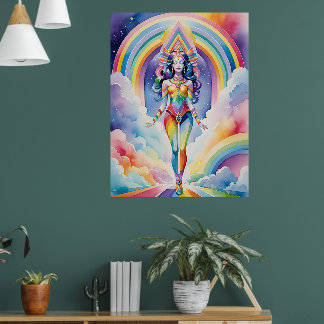 Affiche Déesse spirituelle Soul Voyage Arc en Ciel Femme A