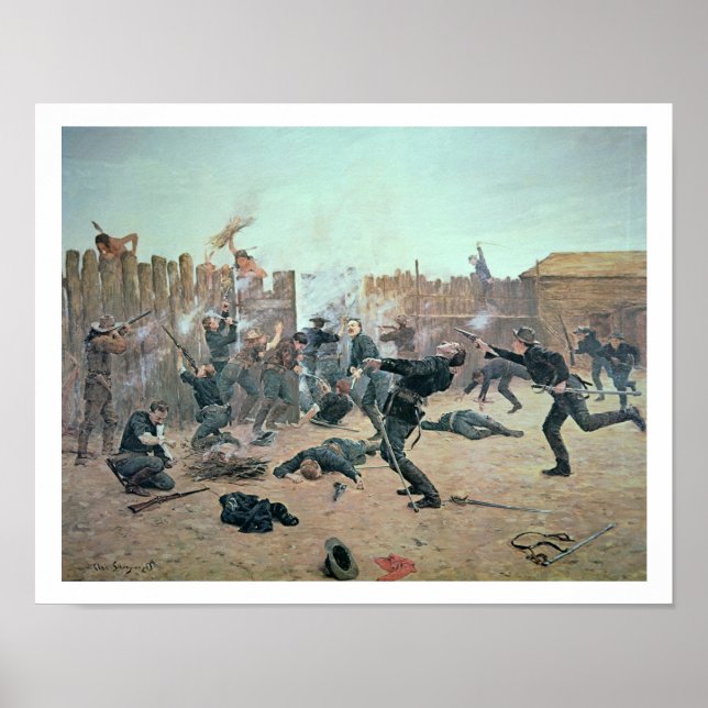 Affiche Defending the Fort : Indians attaque U.S. Cavalry (Devant)