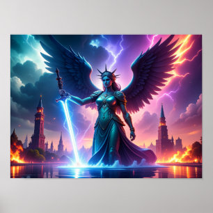 Affiche Défenseur de la démocratie USA Lady Liberty guerri