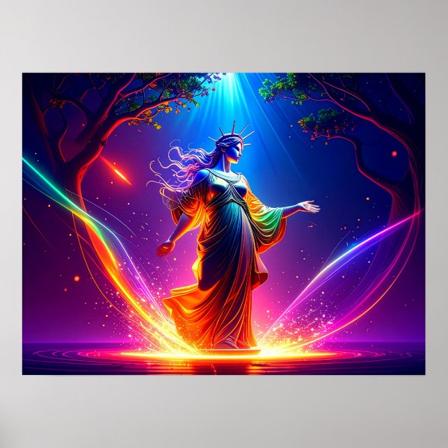 Affiche Défenseure de la démocratie, Dame Liberty, Déesse  (Devant)