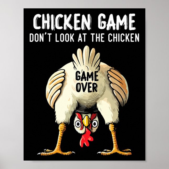 Affiche Défi drôle disant Ne regardez pas le poulet  (Devant)