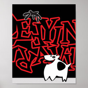 Affiche Défier le lapin de la gravité et le chien