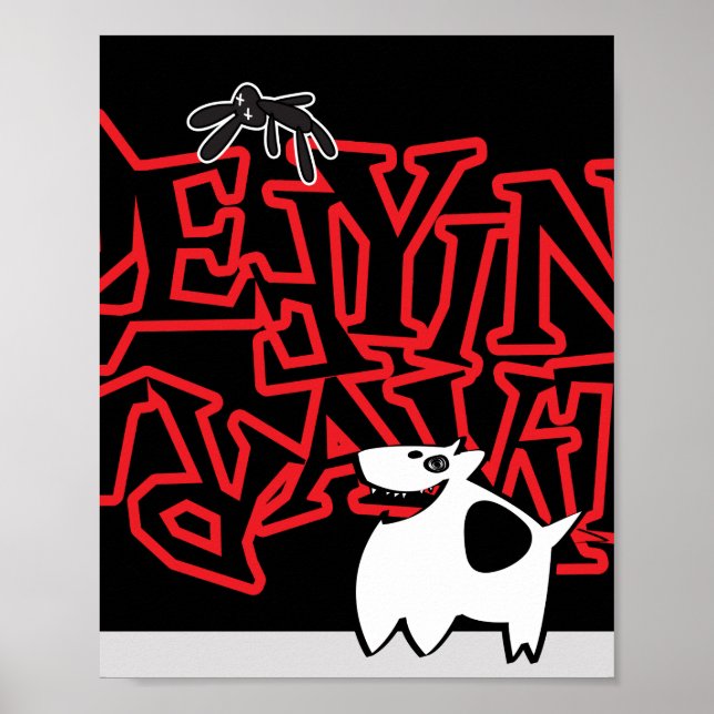 Affiche Défier le lapin de la gravité et le chien (Devant)