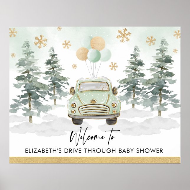 Affiche Défilé chic de baby shower en voiture à travers le (Devant)