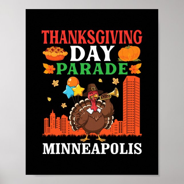 Affiche Défilé de Thanksgiving Fête de la dinde au Minn (Devant)