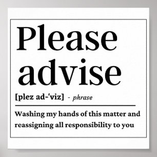 Affiche Définition amusante Veuillez Conseiller