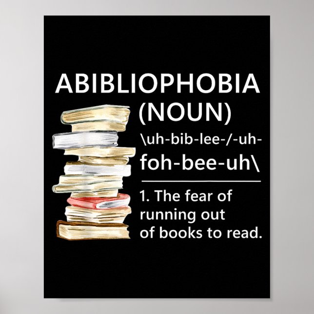 Affiche Définition d'abibliophobie lecture drôle livre ver (Devant)
