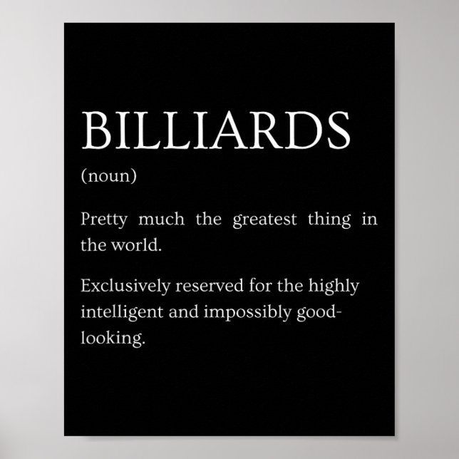 Affiche Définition de billard - Billard sarcastique amusan (Devant)