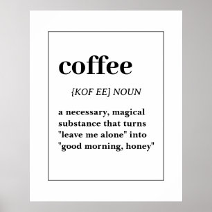 Affiche Définition de café drôle, Citation de café magique