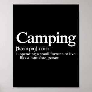 Affiche Définition de camping - Citation de campeur drôle