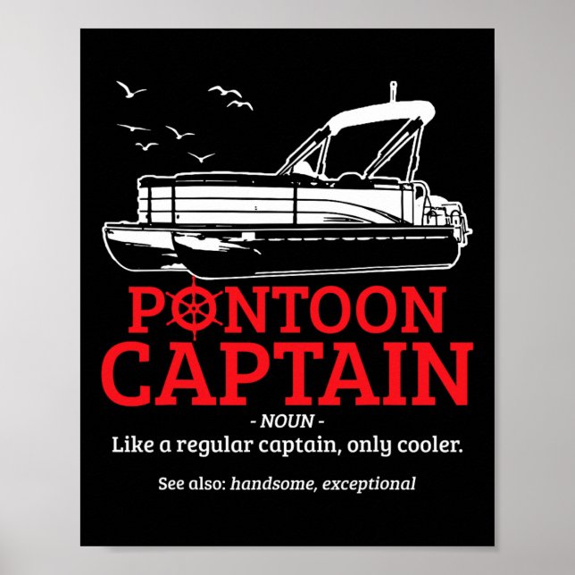 Affiche Définition de capitaine de ponton drôle bateau pon (Devant)