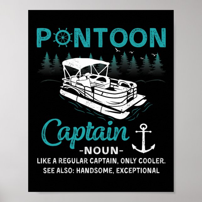 Affiche Définition de capitaine de ponton drôle bateau pon (Devant)