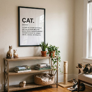 Affiche Définition de chat Nom Amoureux de chat drôle