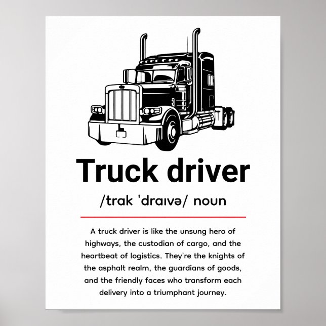 Affiche Définition de chauffeur de camion pour la Journée  (Devant)