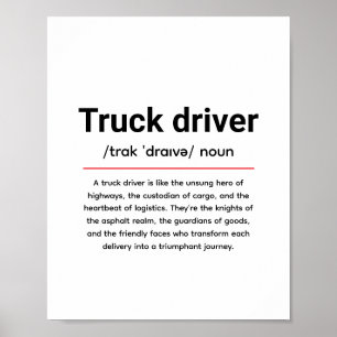 Affiche Définition de chauffeur de camion pour la Journée 