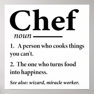 Affiche Définition de chef drôle Cuisine Chef