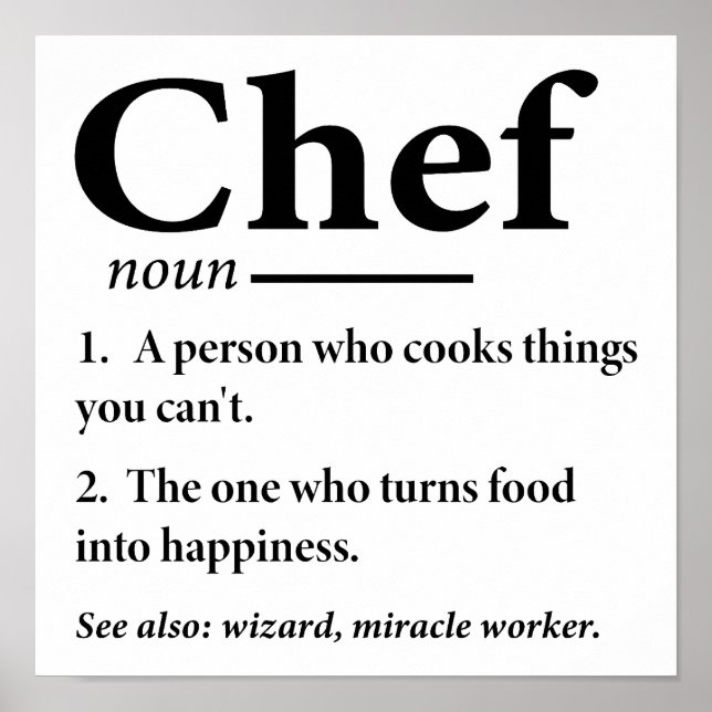 Affiche Définition de chef drôle Cuisine Chef (Devant)