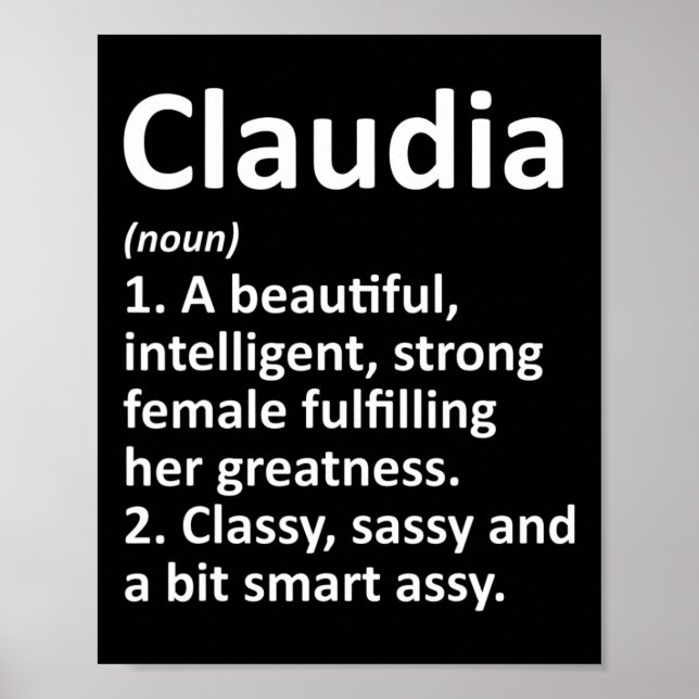Affiche Définition de Claudia Nom Personnalisé Noël Drôle (Devant)