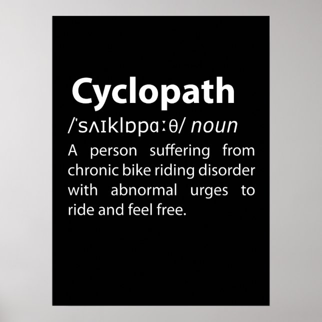 Affiche Définition de dictionnaire amusant Cyclopath (Devant)
