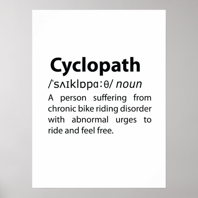 Affiche Définition de dictionnaire amusant Cyclopath (Devant)