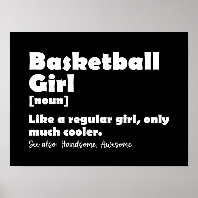 Affiche Définition de dictionnaire drôle de fille de baske (Devant)