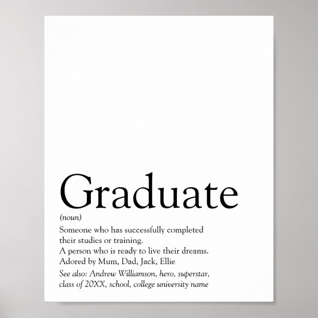Affiche Définition de diplômé personnalisée moderne (Devant)