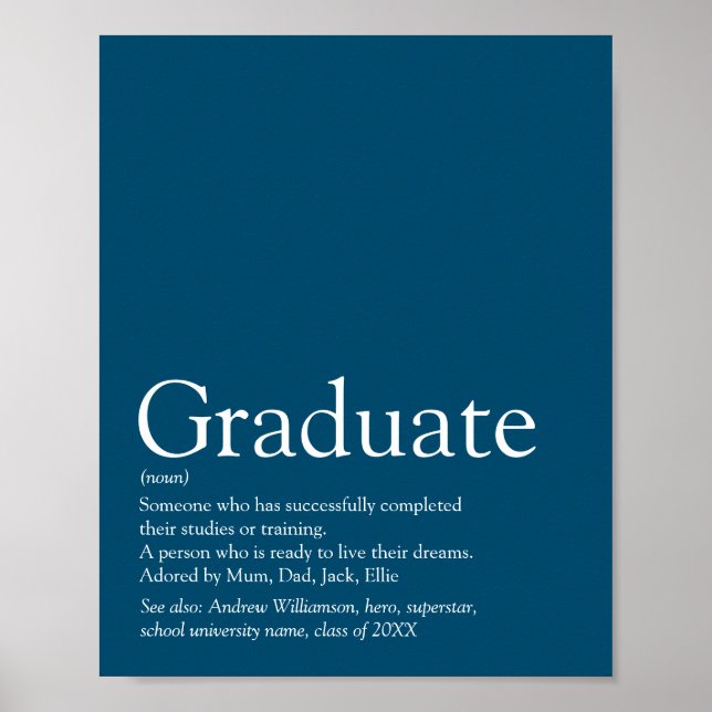 Affiche Définition de diplômé personnalisée Moderne Bleu A (Devant)