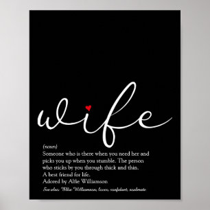 Affiche Définition de femme Chic Script Rouge Cœur Amour A