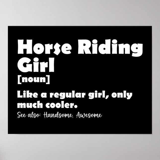Affiche Définition de fille de cheval drôle Fille d'équita (Devant)