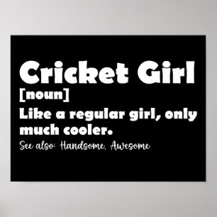 Affiche Définition de fille de cricket Amoureux de cricket