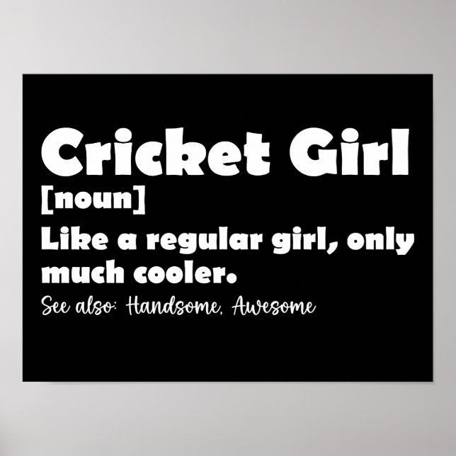 Affiche Définition de fille de cricket Amoureux de cricket (Devant)
