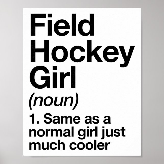 Affiche Définition de fille de hockey sur gazon drôle et S (Devant)