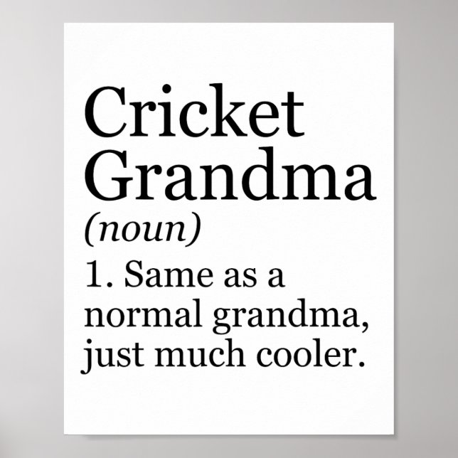Affiche Définition de grand-mère de cricket drôle et sarca (Devant)