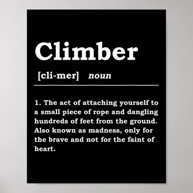 Affiche Définition de grimpeur Nom Boulderin Grimpeur de r (Devant)