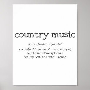 Affiche Définition de la musique country Citation drôle Gi