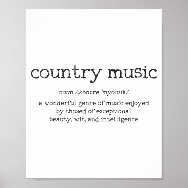 Affiche Définition de la musique country Citation drôle Gi (Devant)
